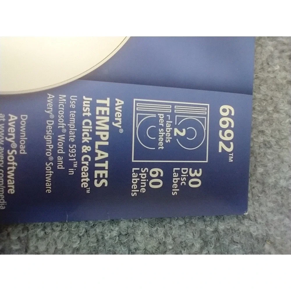 Avery 6692 Matte White CD Labels  Color Laser Copier 46 Disc 92 Spine Label